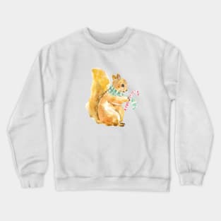 Squirrel with candy stick Christmas watercolor Crewneck Sweatshirt